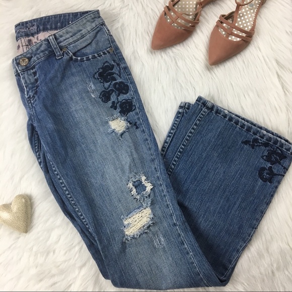 american eagle floral embroidered jeans